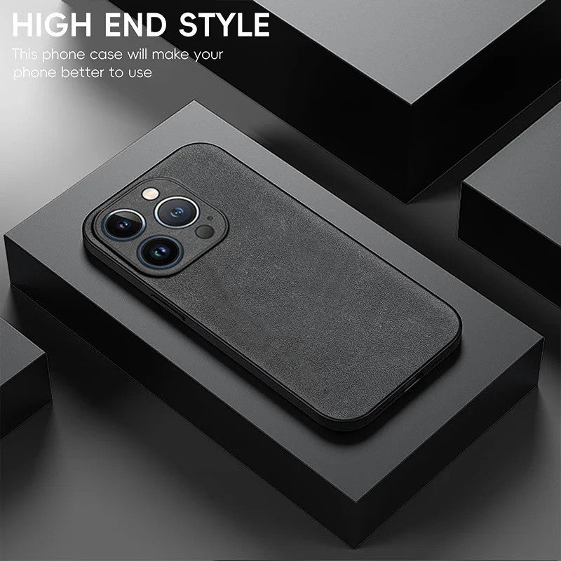 Luxury sheepskin Case For iPhone 16 15 14 13 12 11 Pro Max Plus X XS XR Matte Leather Phone Cover
