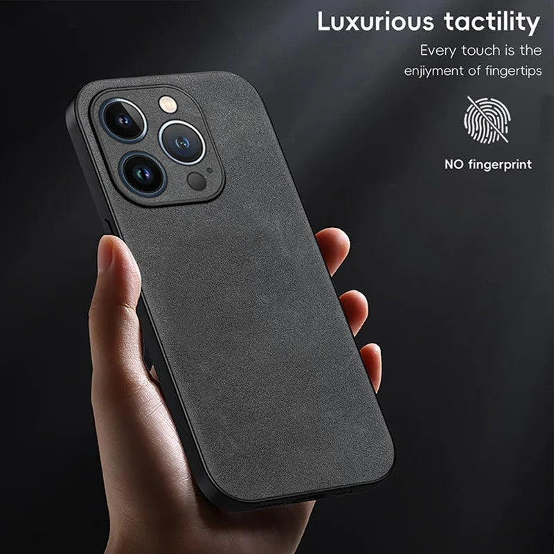 Luxury sheepskin Case For iPhone 16 15 14 13 12 11 Pro Max Plus X XS XR Matte Leather Phone Cover
